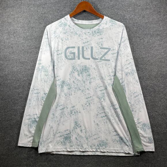 Gillz Dry Fit Fishing Shirt Men's Large Gray Fishscale Outdoors Breathable - Picture 1 of 9